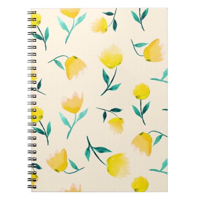 Watercolor Abstract Floral Peony Pattern Notebook (Front)