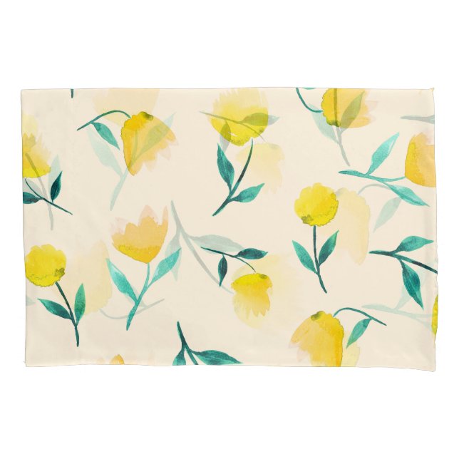 Watercolor Abstract Floral Peony Pattern Pillowcase (Front)