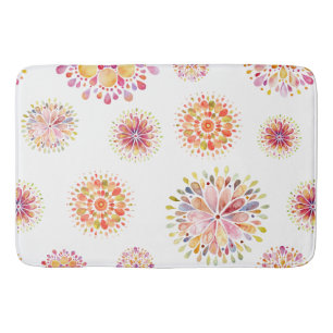 watercolor abstract florals bath mat