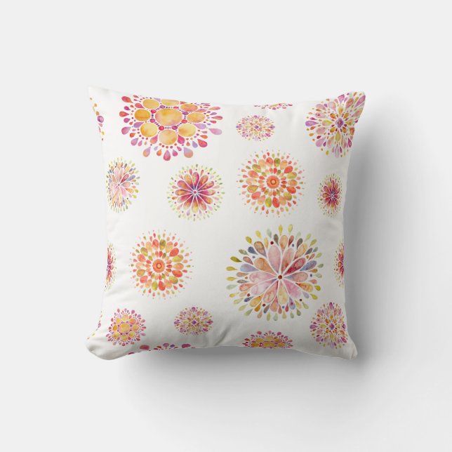 watercolor abstract florals cushion (Front)