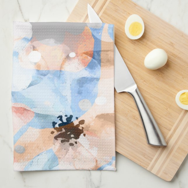 Watercolor Abstract Flowers 1 Tea Towel (Quarter Fold)