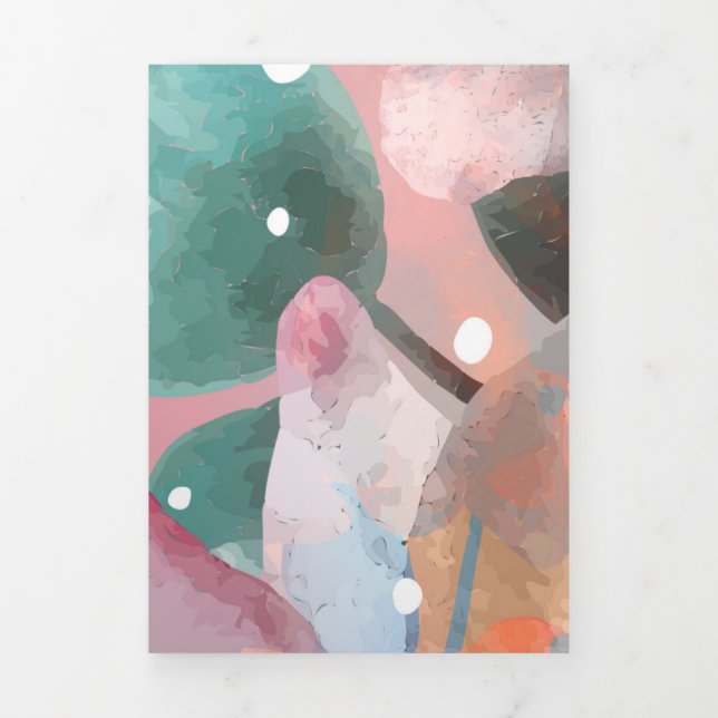 Watercolor Abstract Flowers 1 Tri-Fold Holiday Card (Cover)