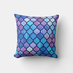 Watercolor Abstract Geometric Arab Tiles Cushion
