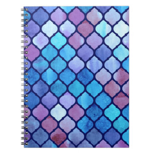 Watercolor Abstract Geometric Arab Tiles Notebook