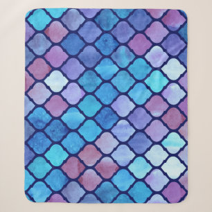 Watercolor Abstract Geometric Arab Tiles Sherpa Blanket