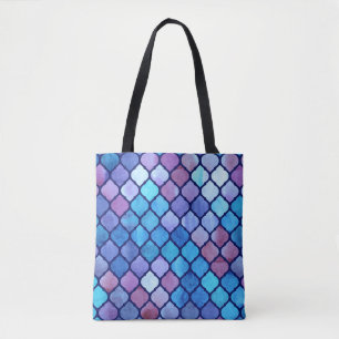 Watercolor Abstract Geometric Arab Tiles Tote Bag