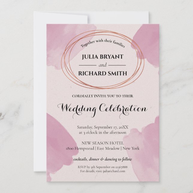 Watercolor Abstract | Geometric Circle Wedding Invitation (Front)