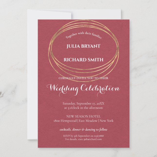 Watercolor Abstract | Geometric Circle Wedding Invitation (Front)
