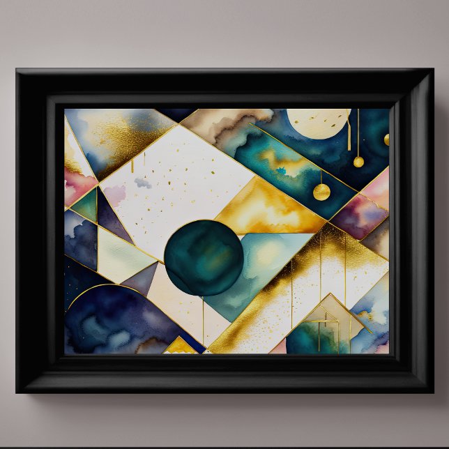 Watercolor Abstract Geometric Painting Gold 4:3 Poster (Creator Uploaded)