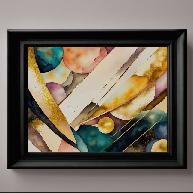 Watercolor Abstract Geometric Painting Gold 4:3 Poster (Creator Uploaded)