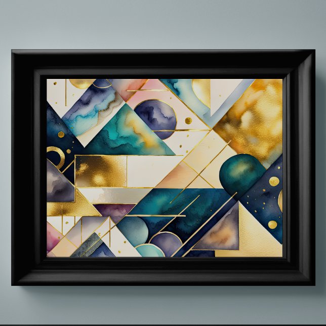 Watercolor Abstract Geometric Painting Gold 4:3 Poster (Creator Uploaded)