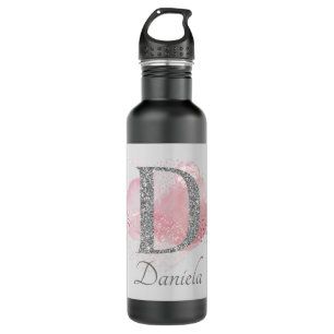 Watercolor Abstract & Glitter Letter  D   710 Ml Water Bottle