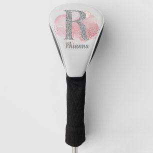 Watercolor Abstract & Glitter Letter R Golf Head Cover