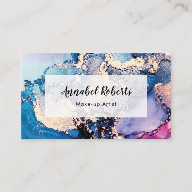 Watercolor Abstract gold business card (Front)