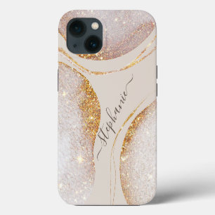 Watercolor Abstract Gold Glitter Modern Luxe Chic iPhone 13 Case