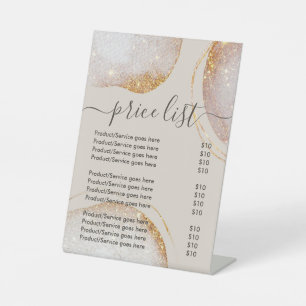 Watercolor Abstract Gold Glitter Pedestal Sign