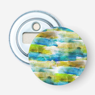 Watercolor abstract green, blue bottle opener