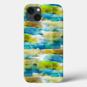 Watercolor abstract green, blue iPhone 13 case