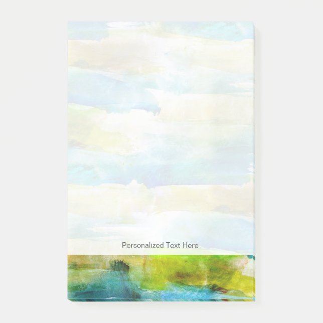Watercolor abstract green, blue post-it notes (Front)