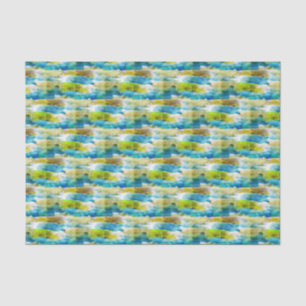 Watercolor abstract green, blue tissue paper