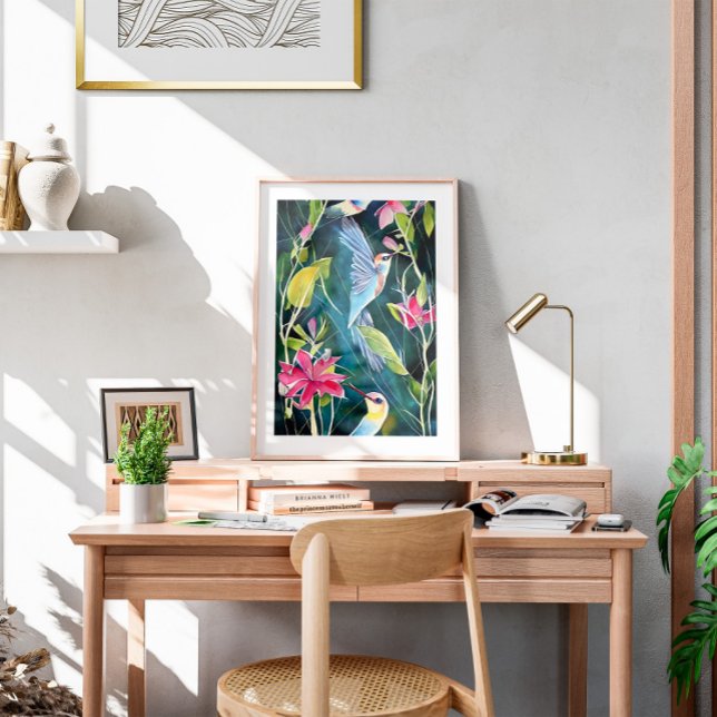 Watercolor Abstract Hummingbird Wall Art (Creator Uploaded)