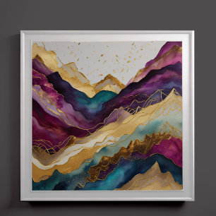 Watercolor Abstract Landscape Painting Gold 1:1 Poster