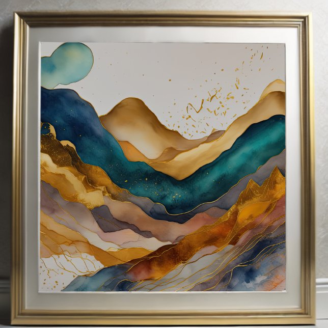 Watercolor Abstract Landscape Painting Gold 1:1 Poster (Creator Uploaded)