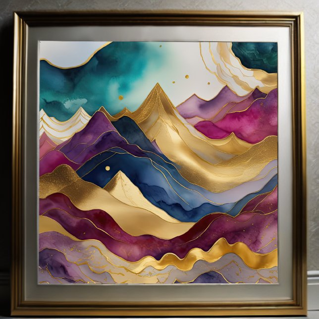 Watercolor Abstract Landscape Painting Gold 1:1 Poster (Creator Uploaded)