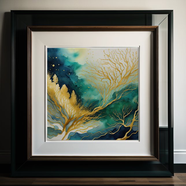 Watercolor Abstract Landscape Painting Gold 1:1 Poster (Creator Uploaded)