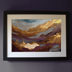 Watercolor Abstract Landscape Painting Gold 3:2 Poster