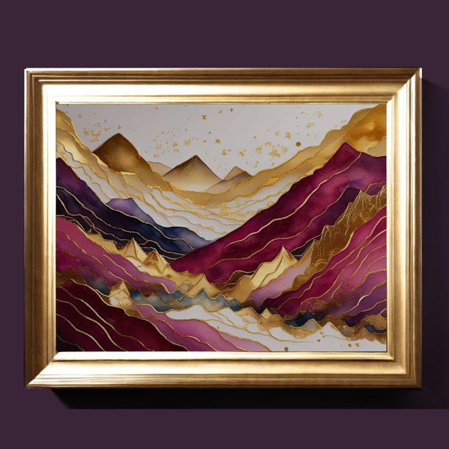 Watercolor Abstract Landscape Painting Gold 4:3 Poster (Creator Uploaded)