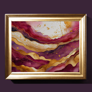 Watercolor Abstract Landscape Painting Gold 4:3 Poster