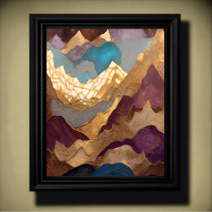 Watercolor Abstract Landscape Painting Gold 4:5 Poster