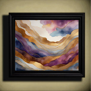 Watercolor Abstract Landscape Painting Gold 5:4 Poster