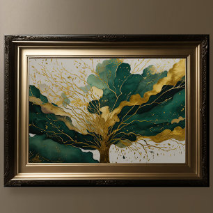 Watercolor Abstract Landscape Painting Gold IV Poster