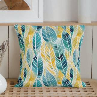 Watercolor Abstract Modern Spring Foliage Cushion