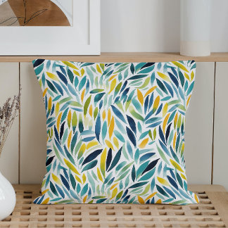 Watercolor Abstract Modern Spring Foliage Cushion