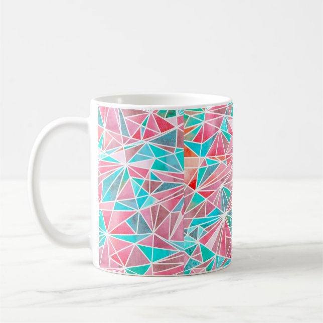 Watercolor abstract mosaic pattern coffee mug (Left)