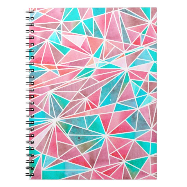Watercolor abstract mosaic pattern notebook (Front)