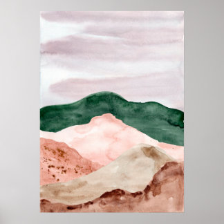 Watercolor abstract mountain landscape. Modern art Poster