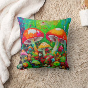 Watercolor Abstract Mushrooms  Cushion