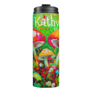 Watercolor Abstract Mushrooms Personalised Thermal Tumbler