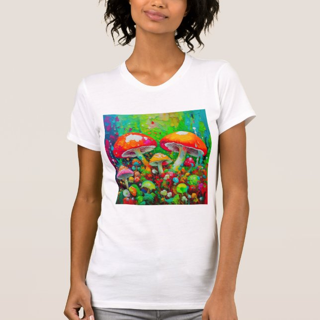 Watercolor Abstract Mushrooms  T-Shirt (Front)