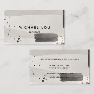 Watercolor Abstract Neutral Grey Business Card