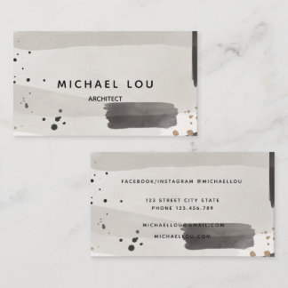 Watercolor Abstract Neutral Grey Business Card