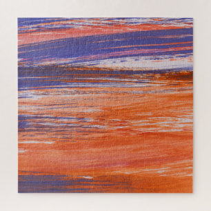 Watercolor Abstract: Orange Blue Blend Jigsaw Puzzle