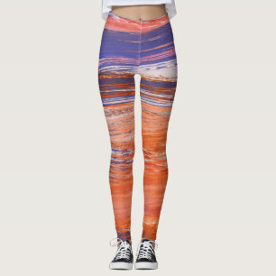 Watercolor Abstract: Orange Blue Blend Leggings