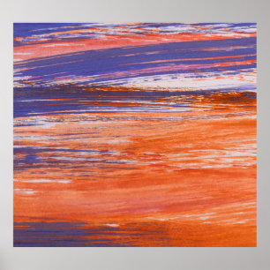 Watercolor Abstract: Orange Blue Blend Poster