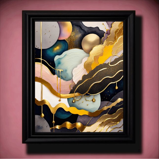 Watercolor Abstract Organic Painting Gold 4:5 Poster (Creator Uploaded)