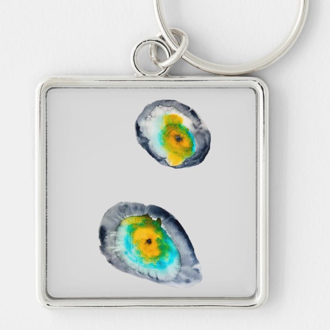watercolor abstract oyster shells key ring (Front)